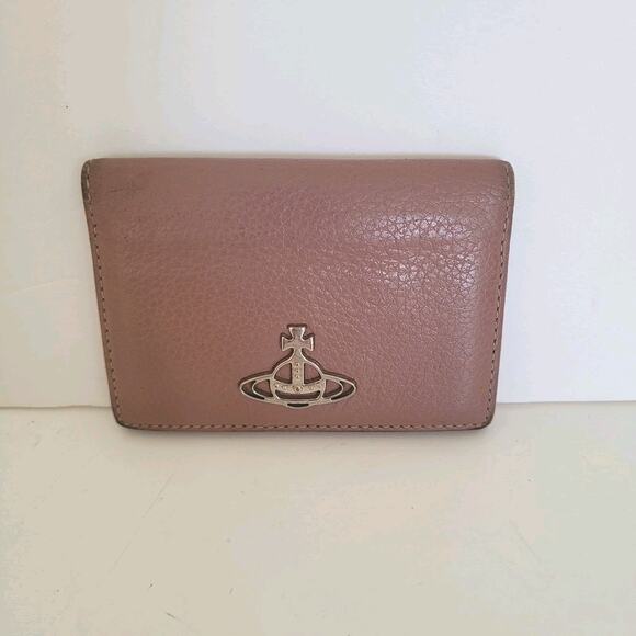 Vivienne Westwood Orbit Logo Wallet Leather Small Card ID Mini Purple Bifold - Picture 1 of 9
